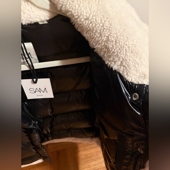 SAM. Gigi Shearling Trim down jacket size small new with tags - Picture 10 of 16